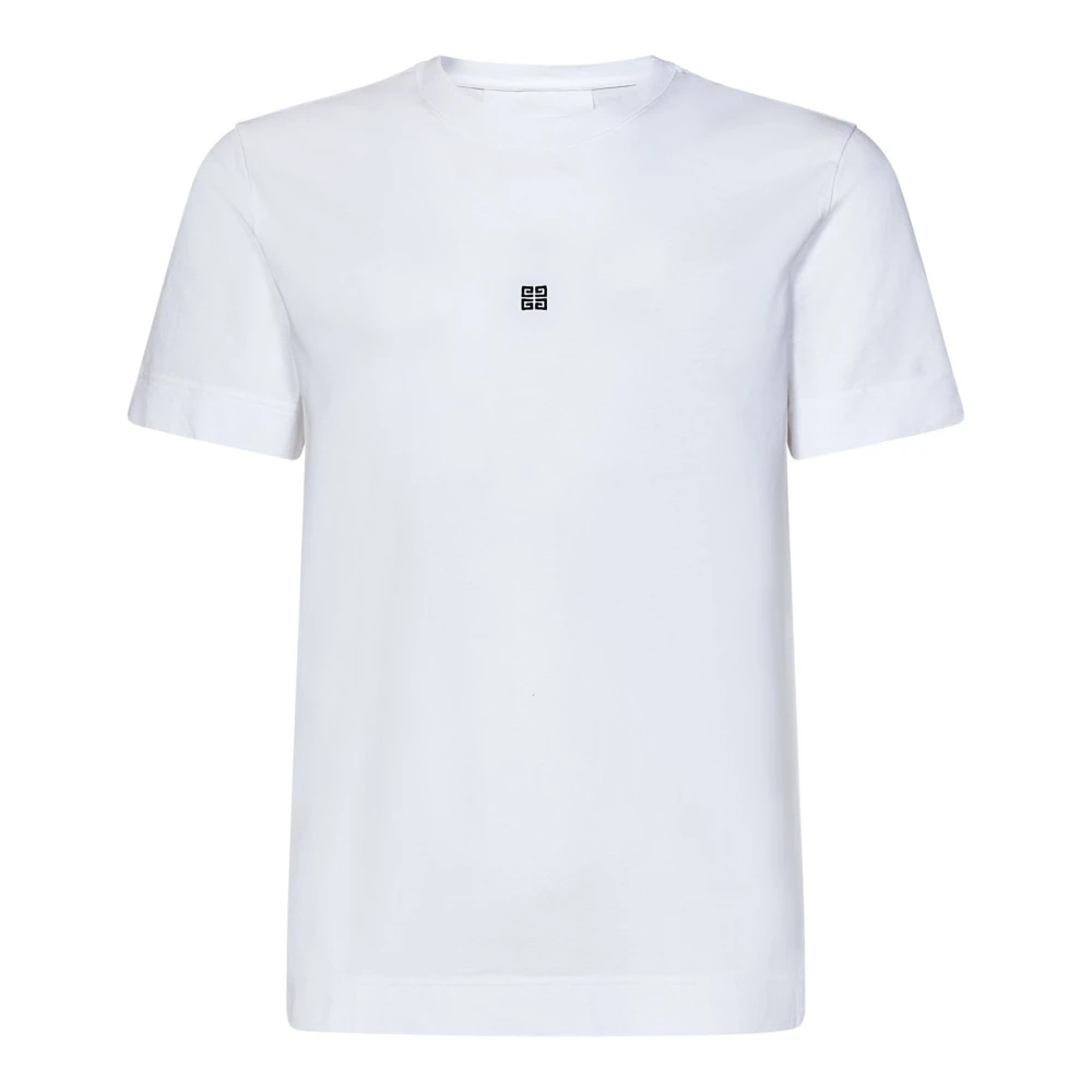 Givenchy Wit Katoenen T-Shirt met 4G Borduursel White Heren