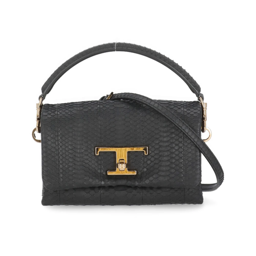 TOD'S Zwarte Python Leren Dames Tas Black Dames