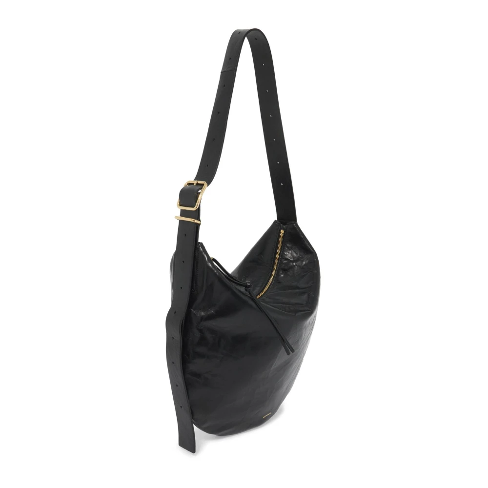 Jil Sander Maan schoudertas met ritssluiting Black Dames
