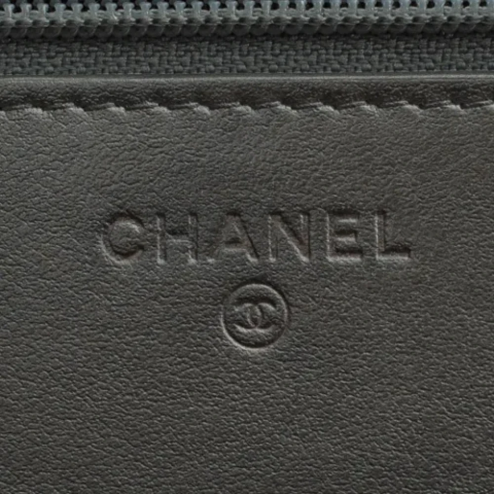Chanel Vintage Pre-owned Leather wallets Gray Dames
