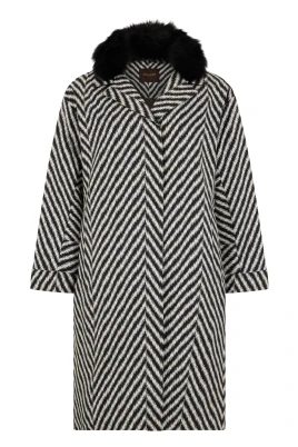 Elegant Zigzag Kappa med Päls
