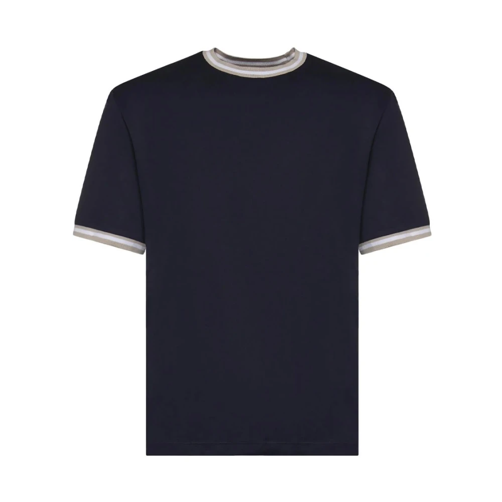 Eleventy Mannelijk Blauw Tops Heren, L, Katoen, T-Shirts