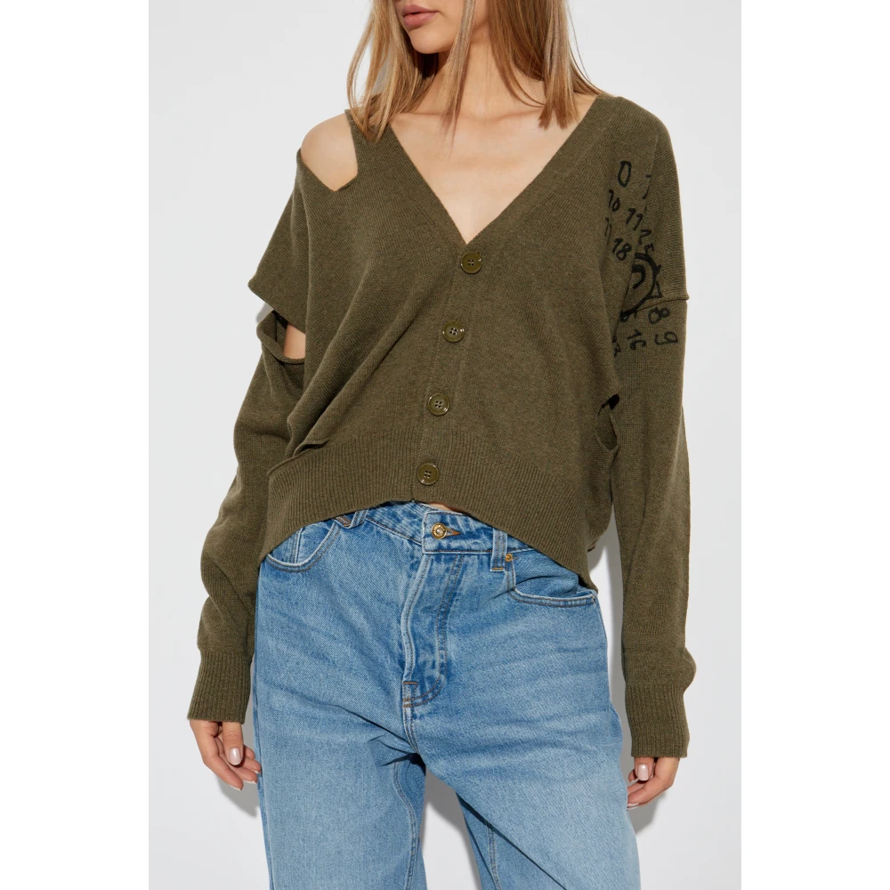MM6 Maison Margiela Vest met decoratieve uitsparingen Green Dames