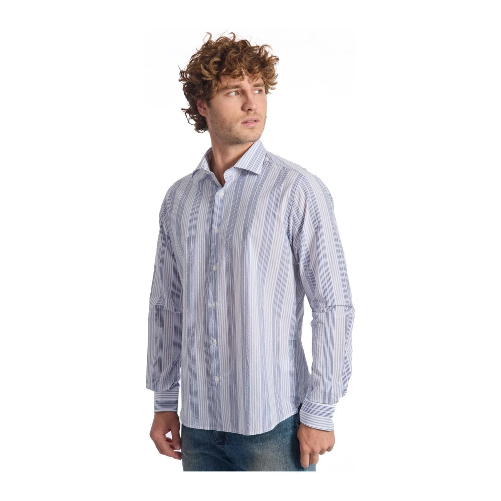 Baldinini Tijdloos Gestreept Overhemd Elegante Stijl Blue Heren