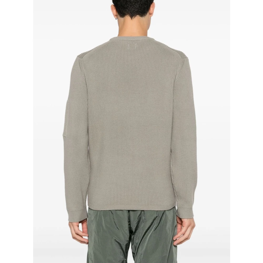 C.P. Company Zand Sweater met Lens Detail Gray Heren