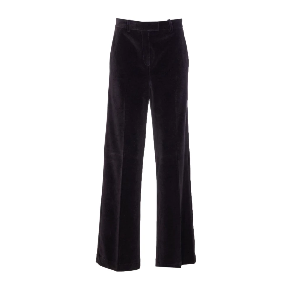 Circolo 1901 Women's Black Wide Trousers, S, Silk & Nylon Trousers