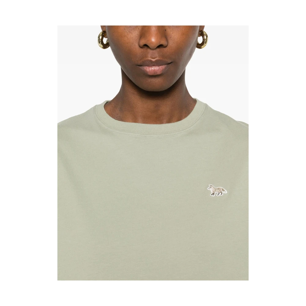 Maison Kitsuné Sage Green Crew Neck T-shirt Green Dames
