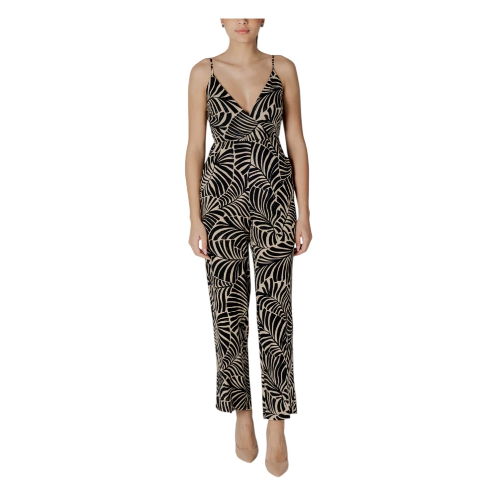Only Women's Black Floral Strappy V-Neck Jumpsuit With Front Pockets