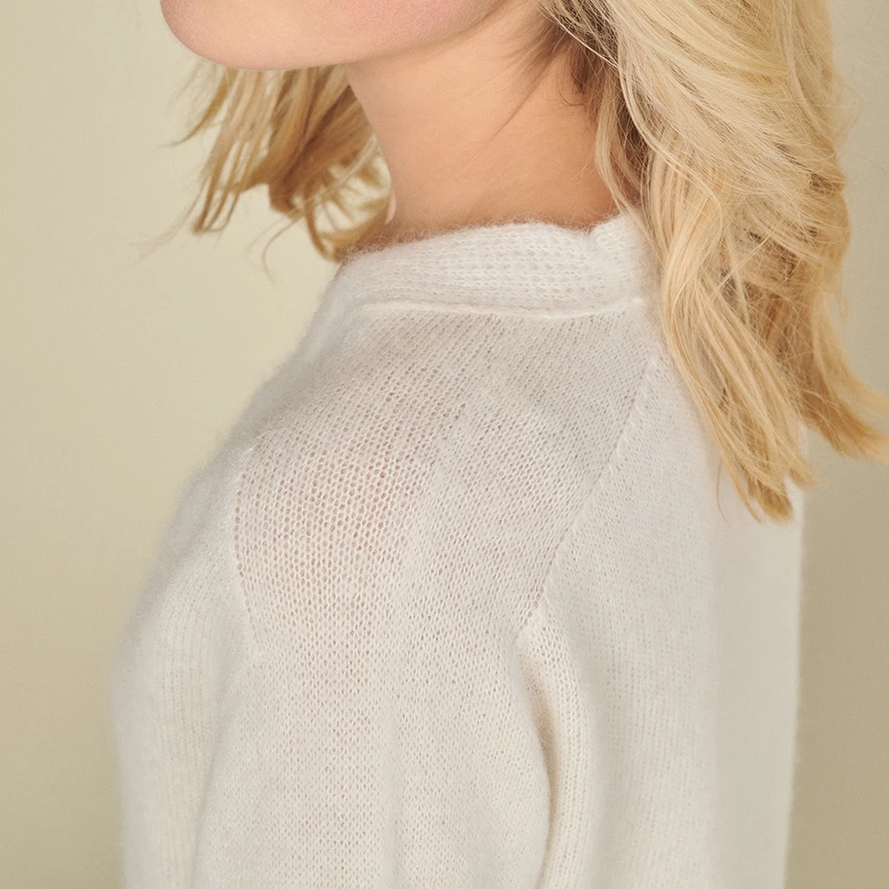 Marie Méro Alpaca V-Neck Cardigan White Dames