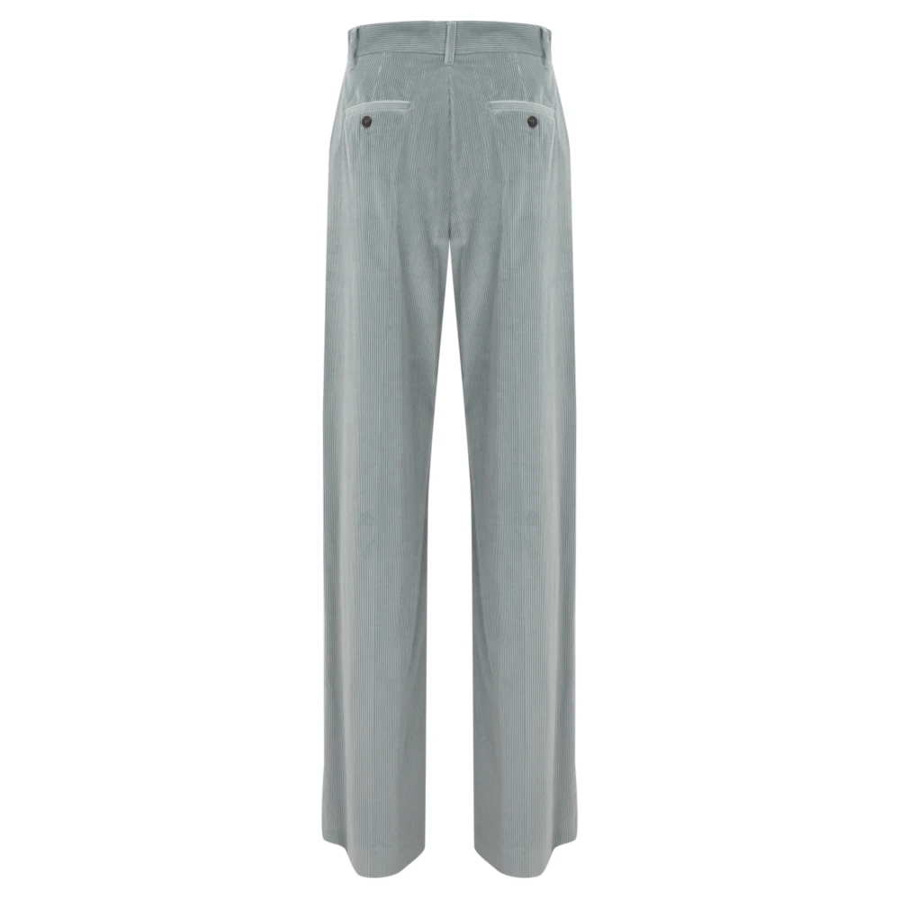 Max Mara Weekend Fluweel Geribbelde Katoenen Broek Blauw Blue Dames