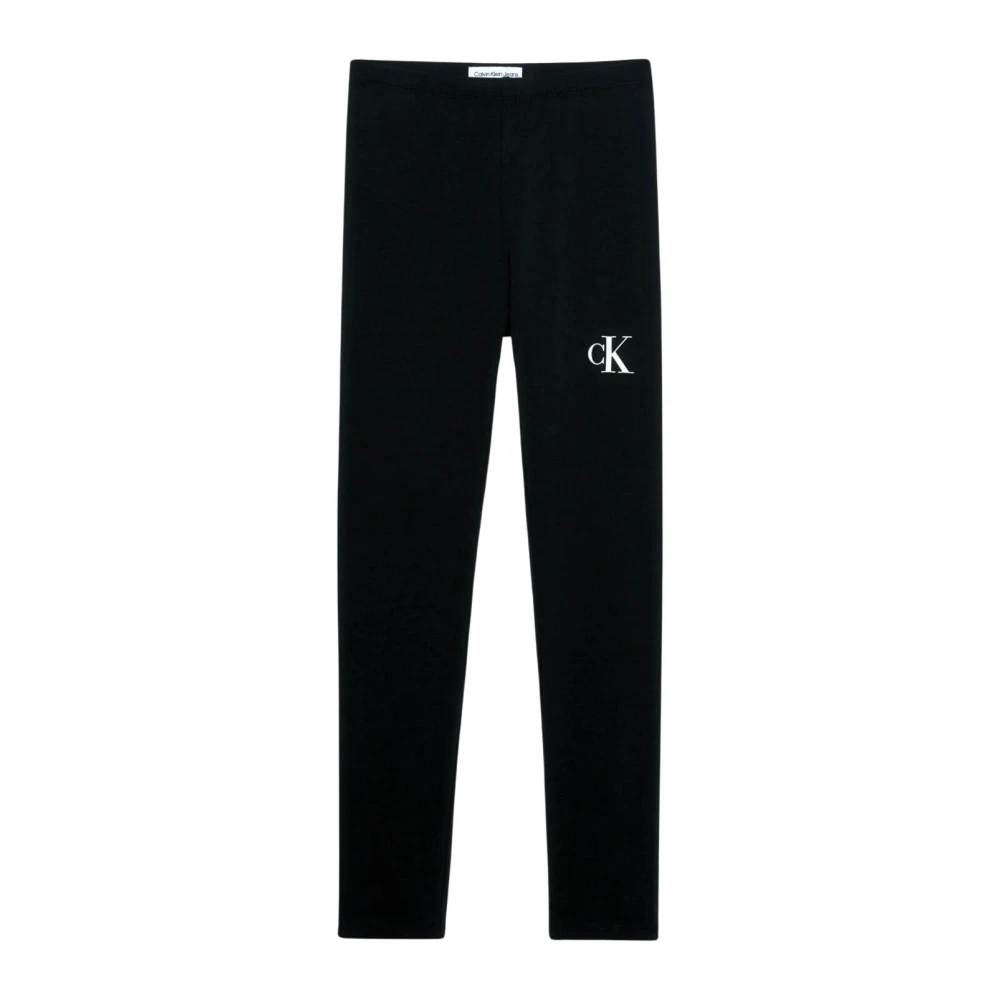 Calvin Klein Girls Black Leggings, 8 Y, Logo Leggings