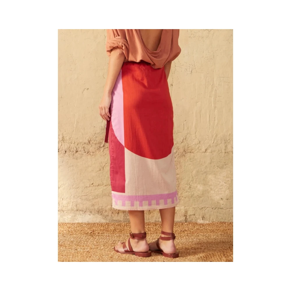 Mare Di Latte Grafische Roze Katoenen Omslagrok Multicolor Dames