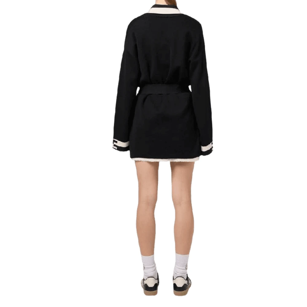 Elisabetta Franchi Zwart Boter Gebreid Vest met Bicolor Banden Black Dames