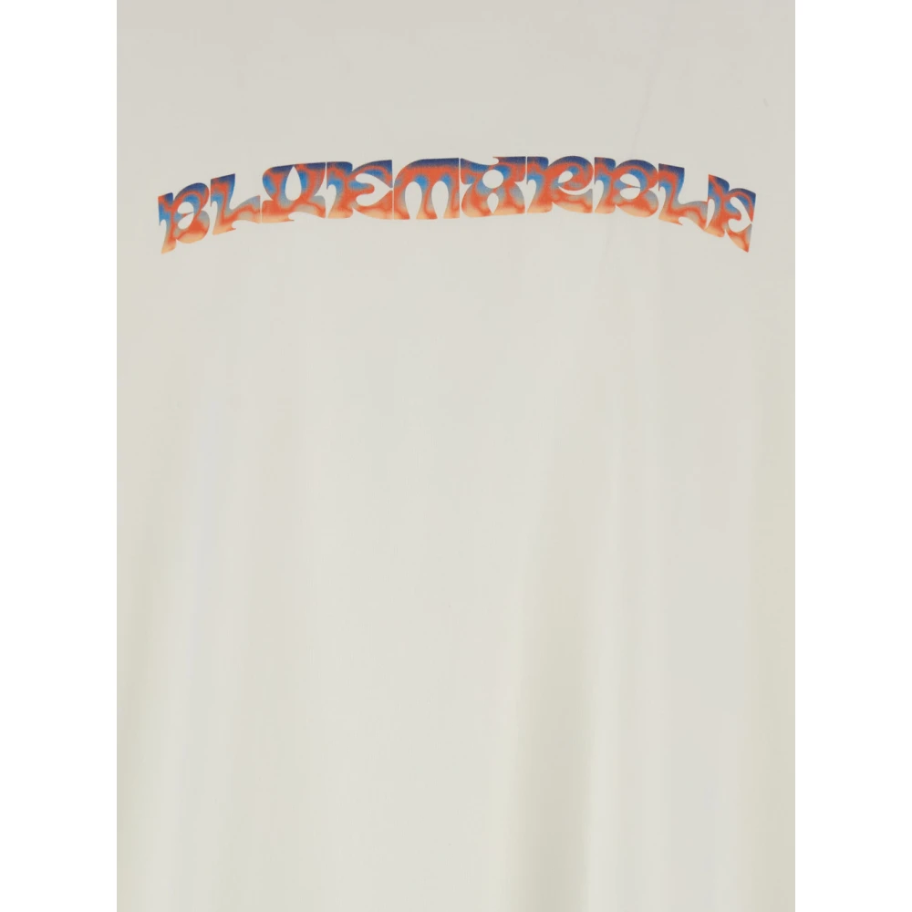 Bluemarble Trippy Leaves Print Longsleeve T-shirt White Heren