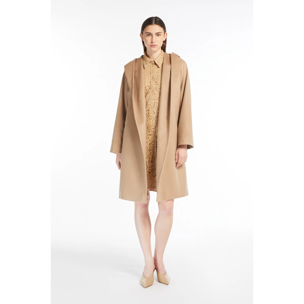 Max Mara Studio Kameelwol capuchon wikkeljas Brown Dames