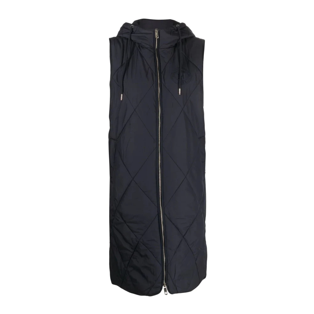 Tommy Hilfiger Women's Blue Quilted Long Vest - Waistcoats - S - Jackets