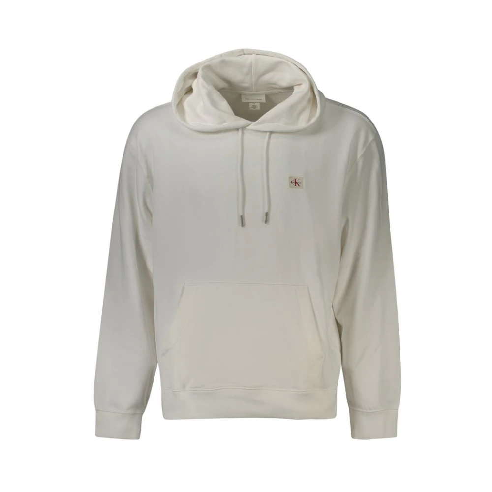 Calvin Klein Men's White Hoodies,, Cotton Jumper Hoodie Extra Large