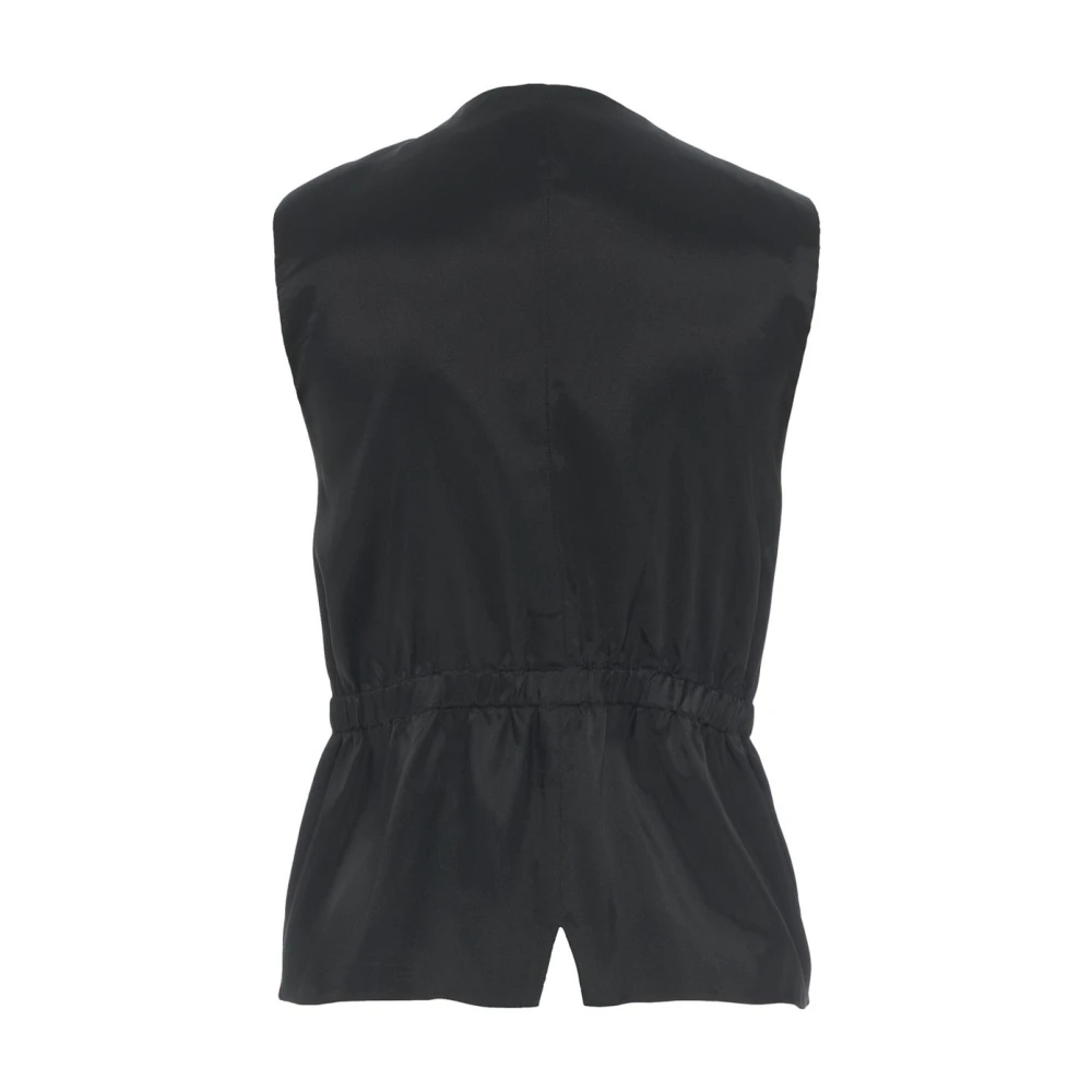 Semicouture Zwarte Wollen Blazer Vest Black Dames