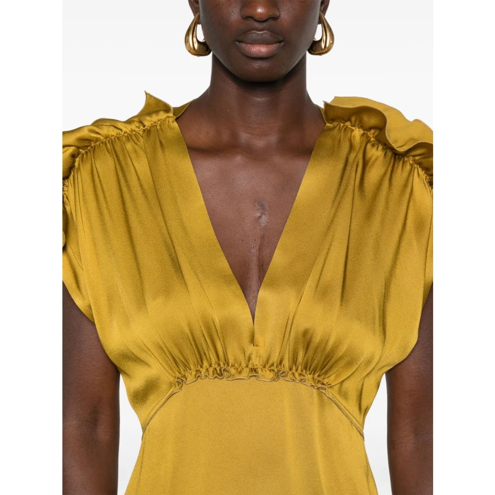 Victoria Beckham Gouden Lange Jurk Yellow Dames