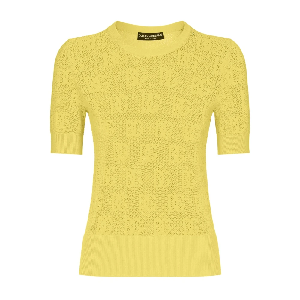 Dolce & Gabbana Gele Monogram Jacquard Trui Yellow Dames