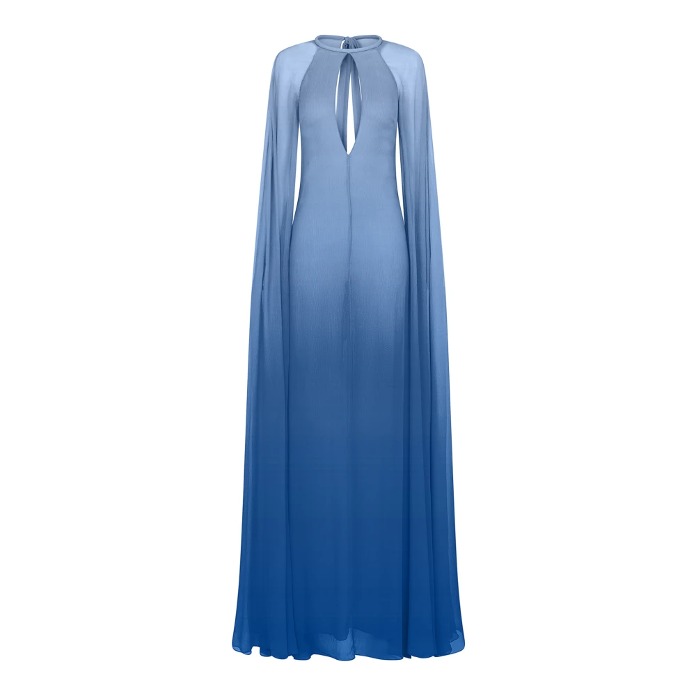 Tom Ford Blå Gradient Siden Cape Klänning Blue, Dam