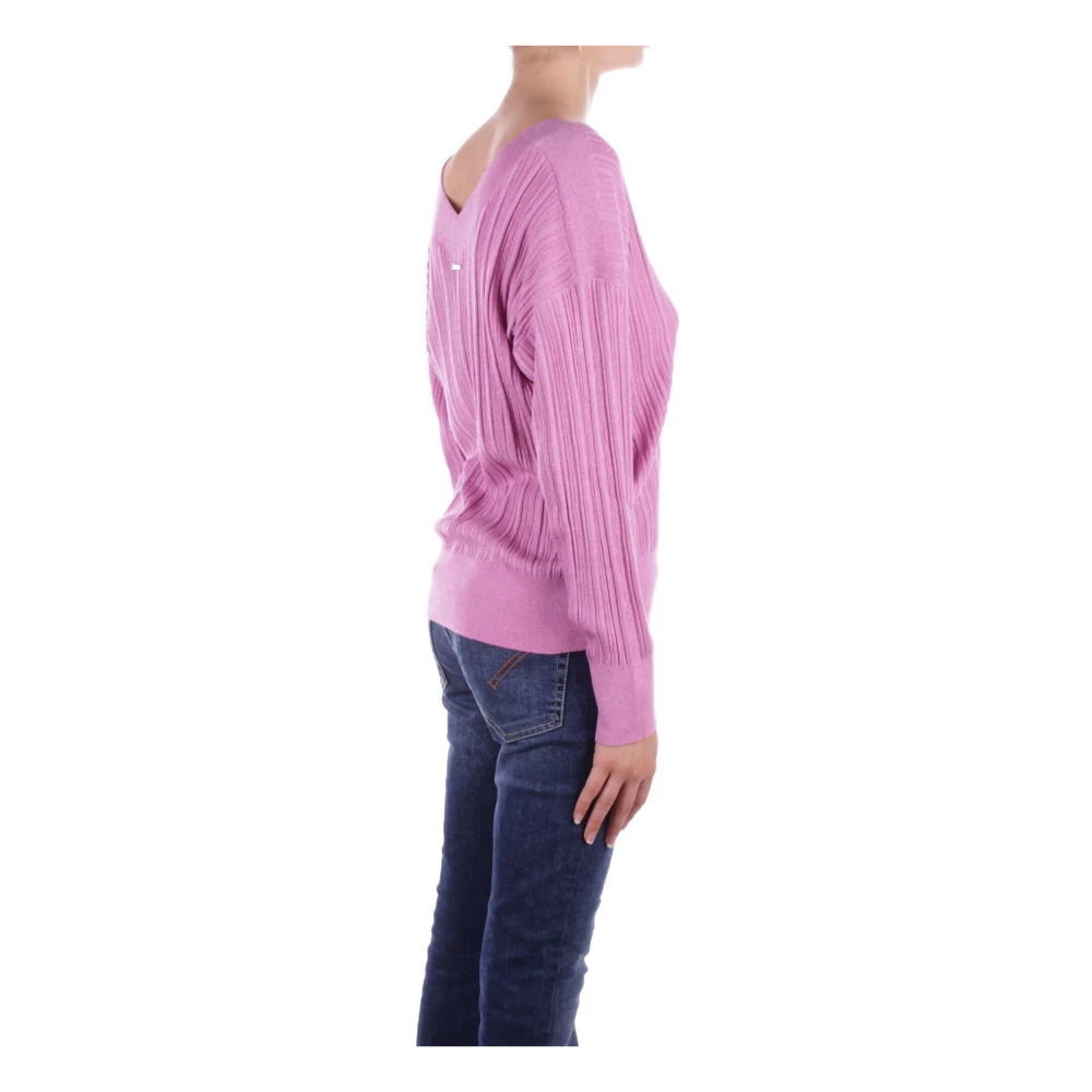 Liu Jo Lila Sweater Metallic Draad Collectie Purple Dames