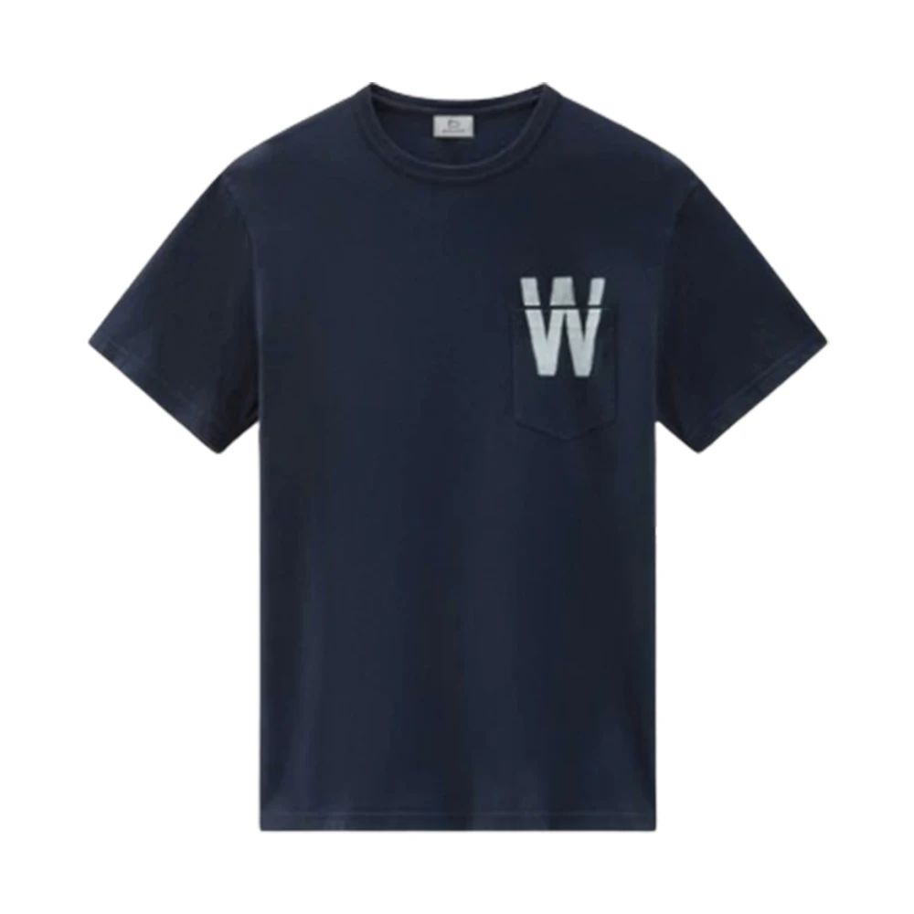 Woolrich Katoenen T-shirt met zak Blue Heren