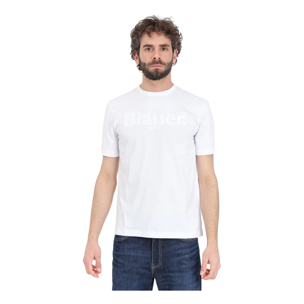 Blauer Wit Logo Print T-shirt White Heren