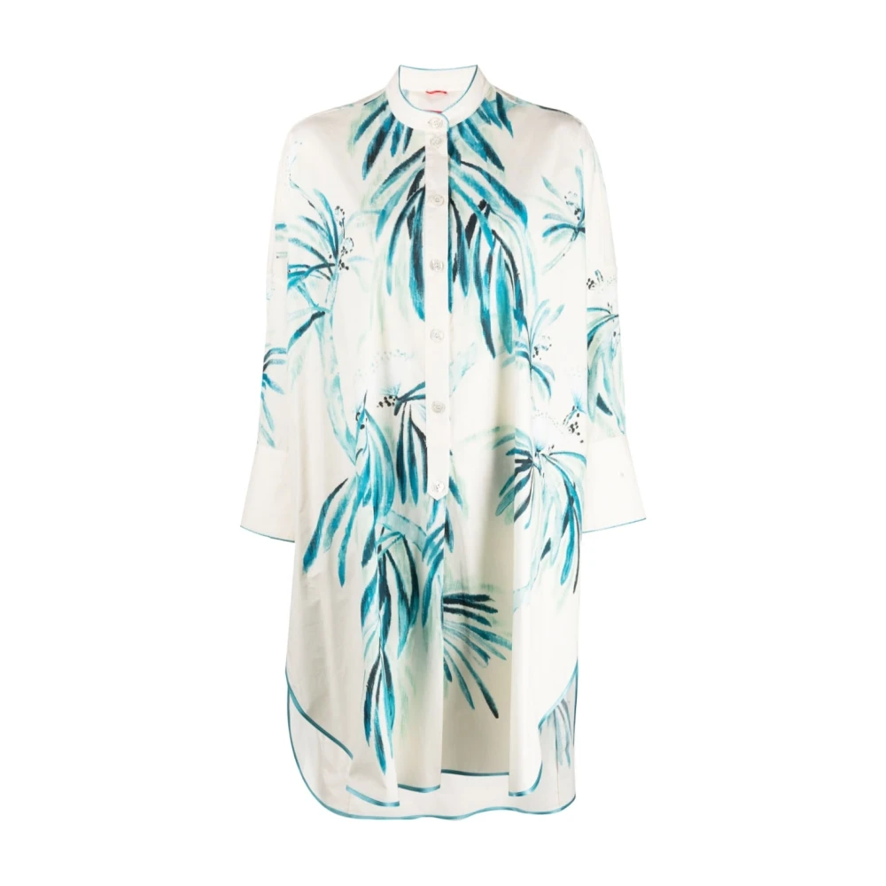 F.r.s For Restless Sleepers Witte Palazzo Jurk met Japanse Tak Print White Dames