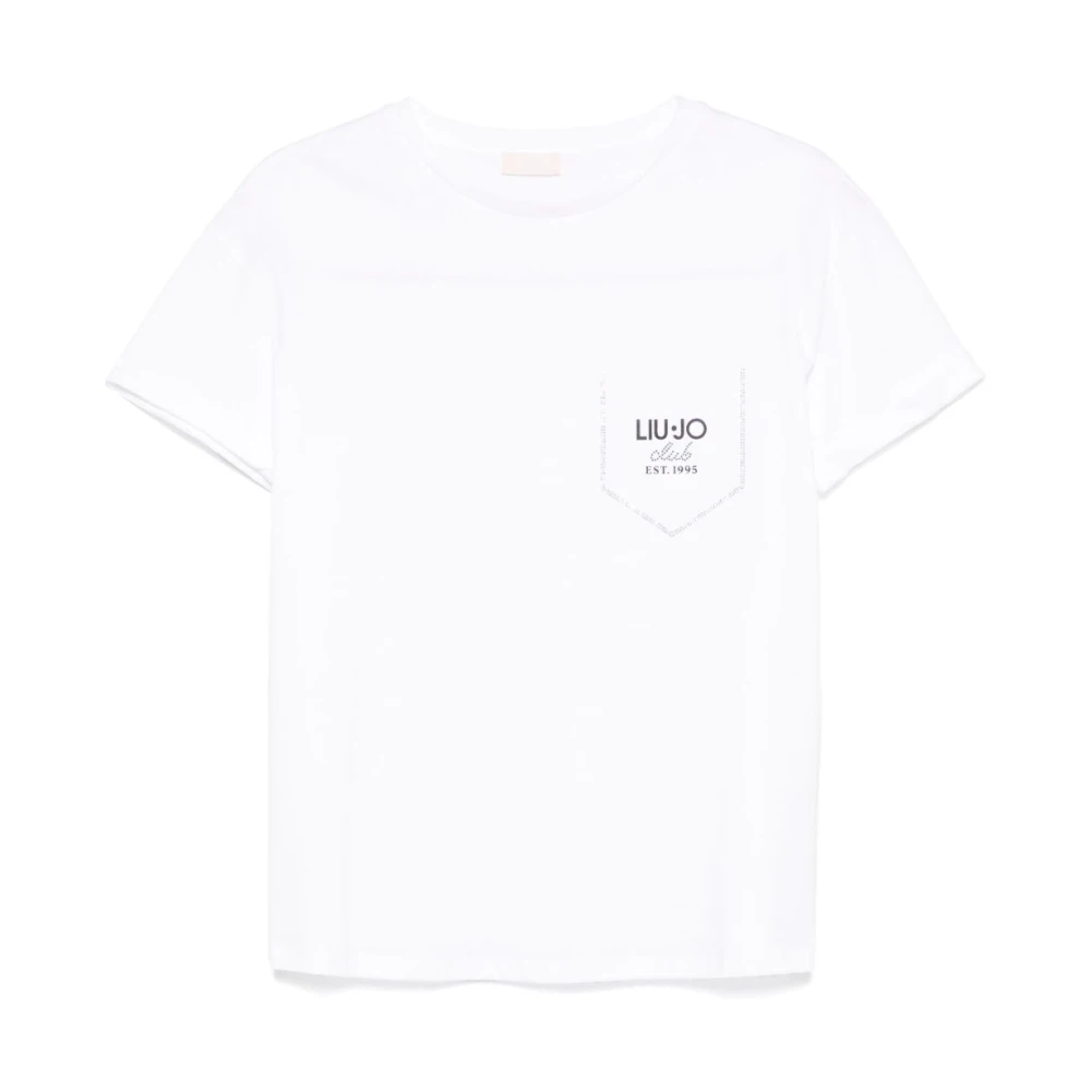 Liu Jo Wit Logo Print Crew Neck T-shirt White Dames