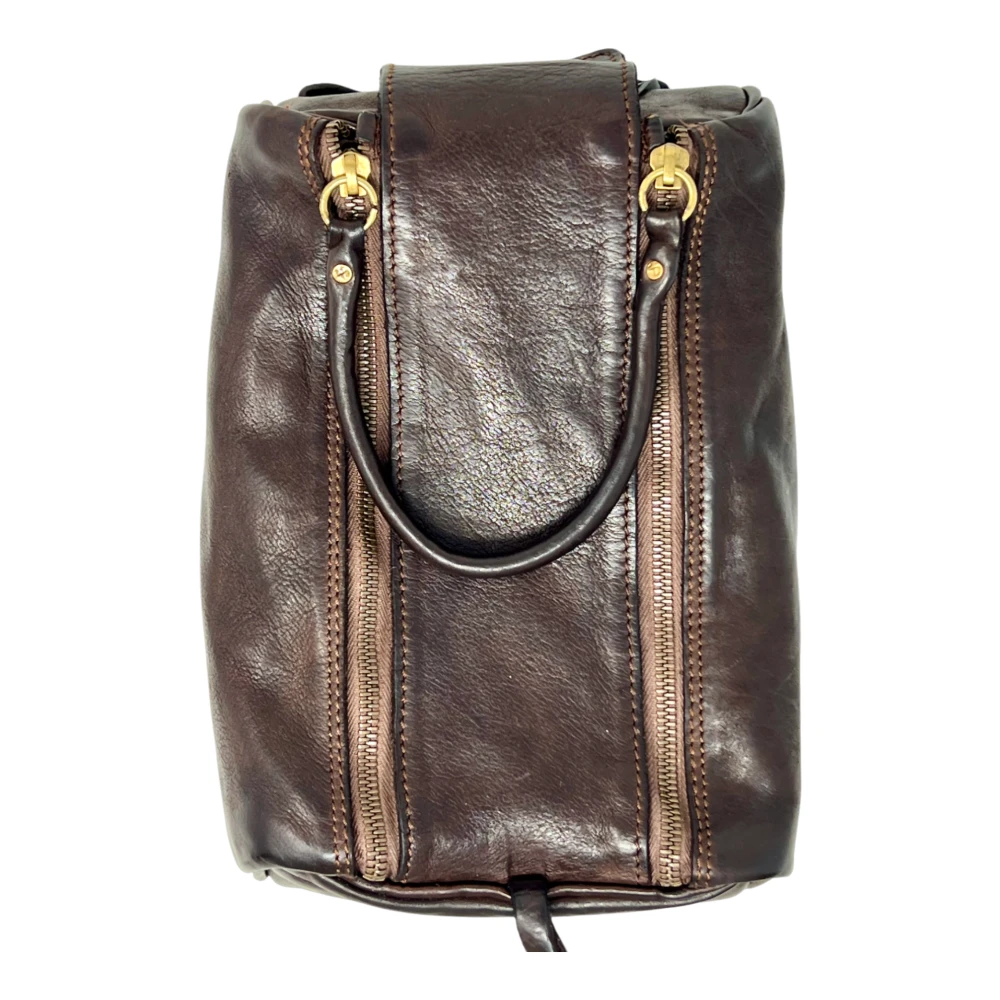 Campomaggi Leren Toilettas met Praktische Details Brown Unisex