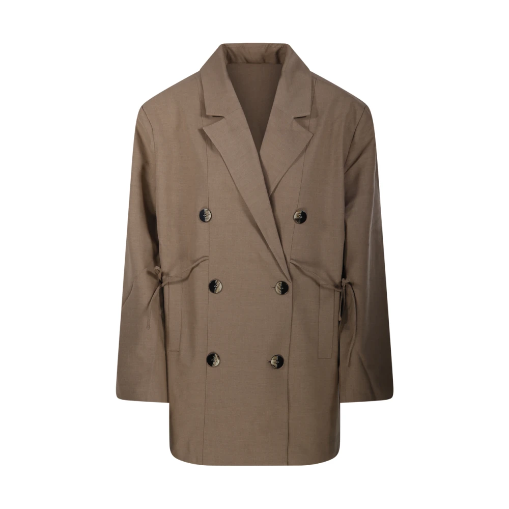 Ganni Melange Oversized Blazer met Tiger's Eye Brown Dames