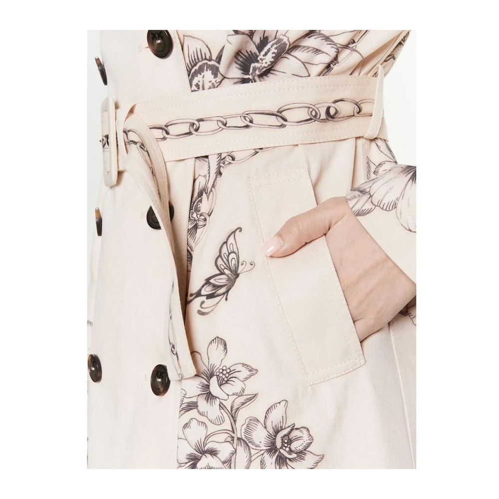pinko Beige Katoenen Trenchcoat voor Vrouwen Beige Dames
