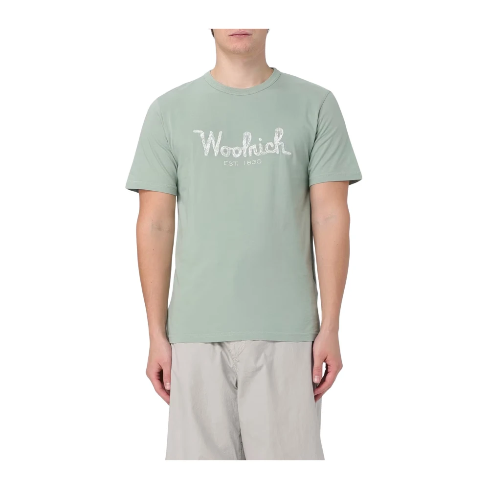 Woolrich Geborduurde Logo T-shirts en Polos Green Heren
