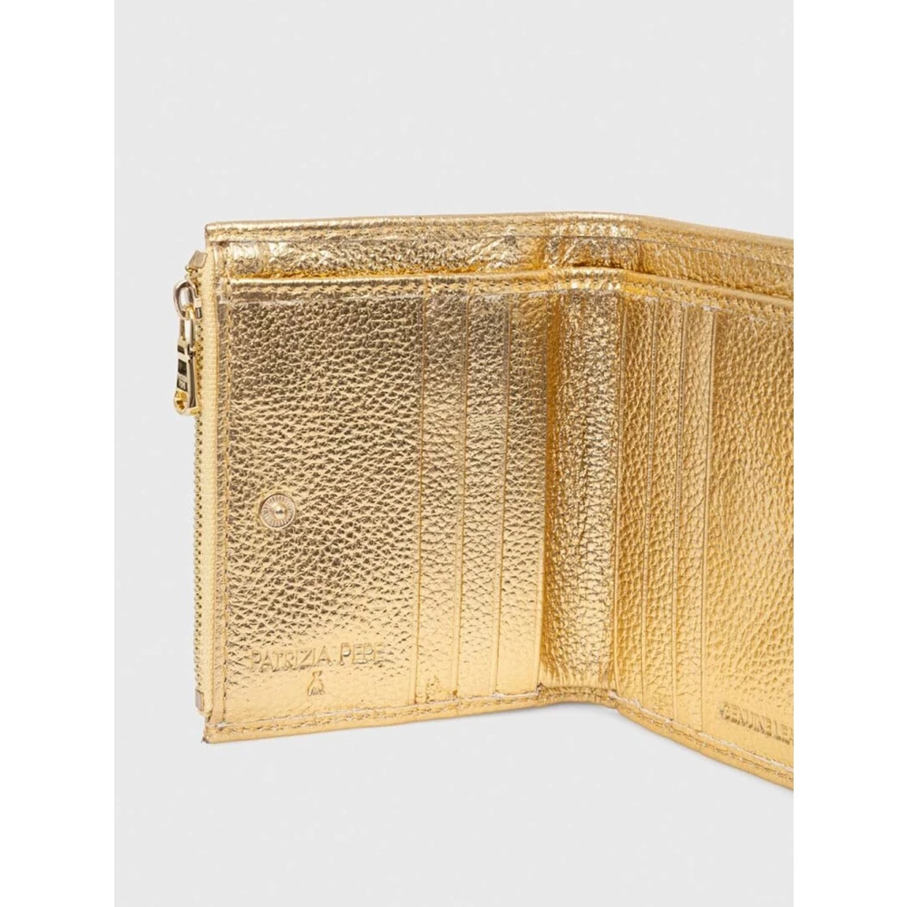 PATRIZIA PEPE Elegante leren portemonnee met dubbele rits Yellow Dames