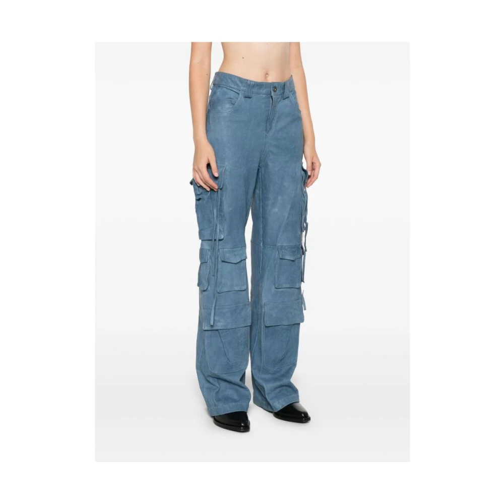 Salvatore Santoro Blauwe Sheepskin Cargo Broek Blue Dames
