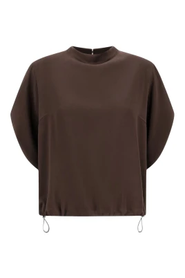 Blus med trekvartsärm och dragsko