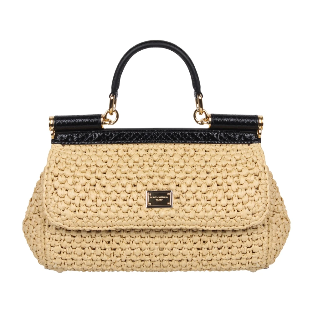 Dolce & Gabbana Raffia Crochet Sicily Handtas Brown Dames