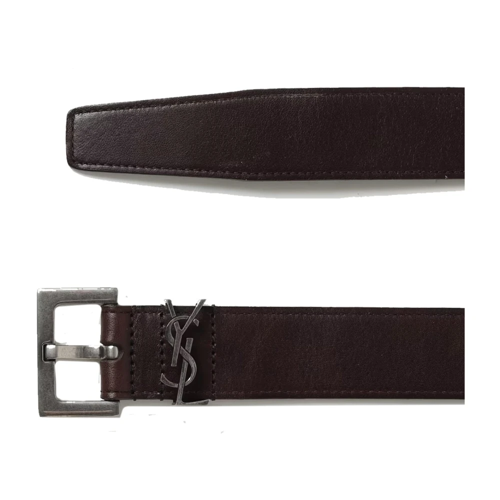 Saint Laurent Bruin Leren Riem Stijlvol Accessoire Brown Heren