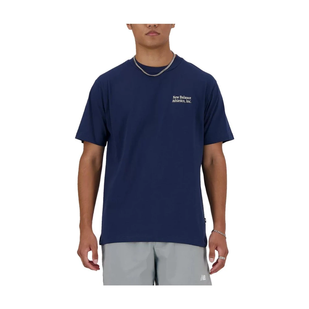 New Balance Blauw Katoenen Ronde Hals T-shirt Blue Heren