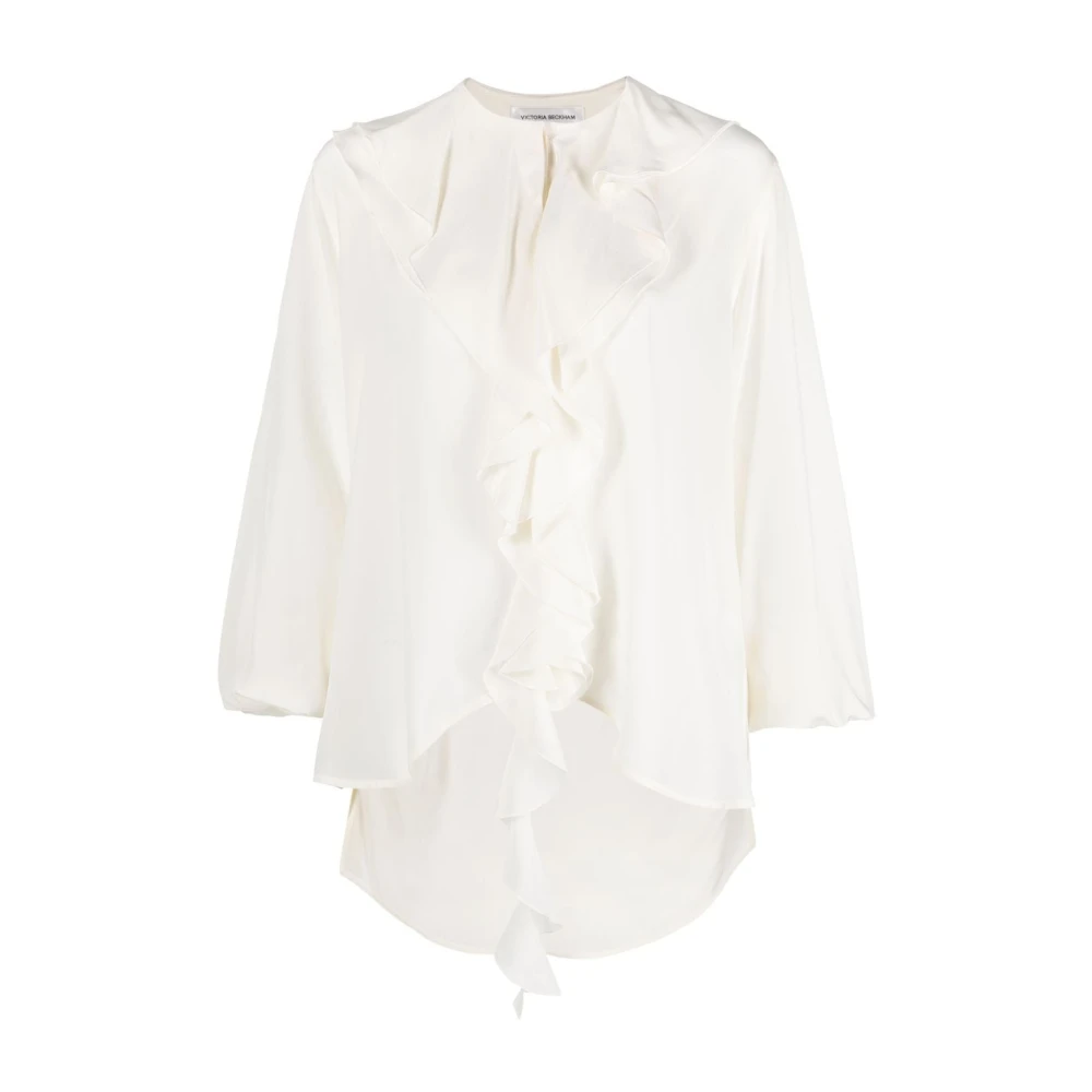 Victoria Beckham Zijden Ruches Shirt Geel White Dames
