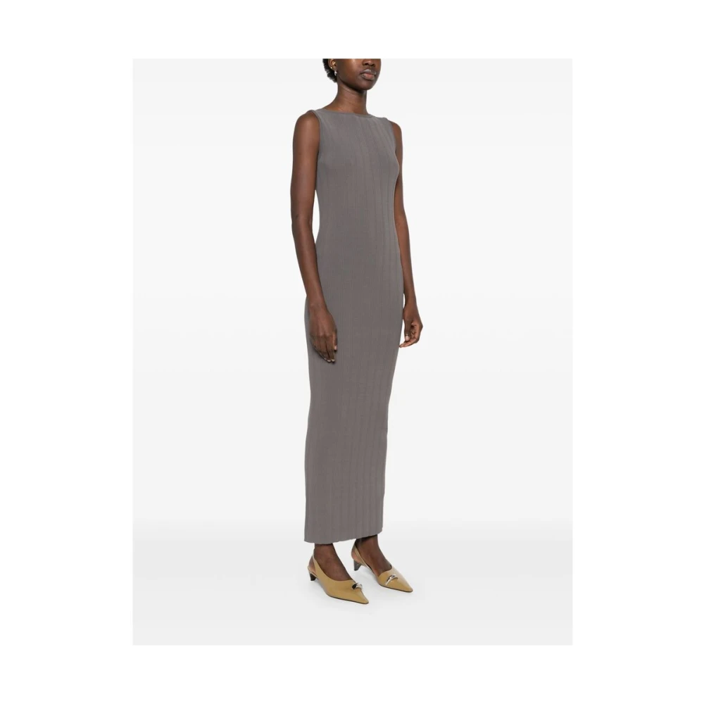 Remain Birger Christensen Vierkante Open Rug Ronde Hals Jurk Gray Dames
