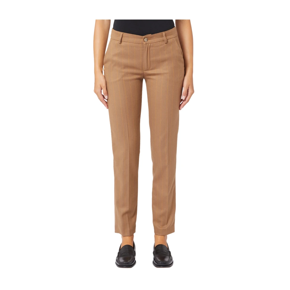 Manila Grace Bruine Slim Fit Chino Broek Brown Dames