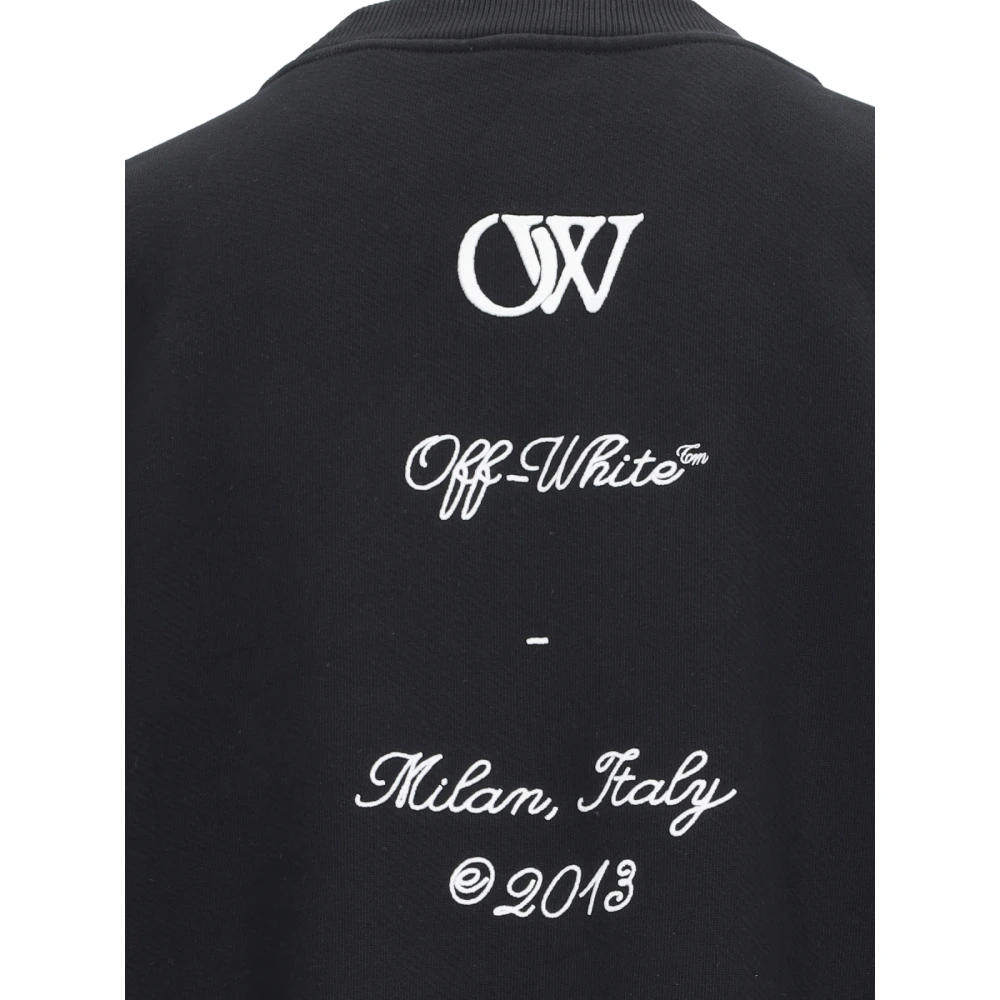 Off White Zwarte Logo Sweater Katoen Contrast Print Black Heren
