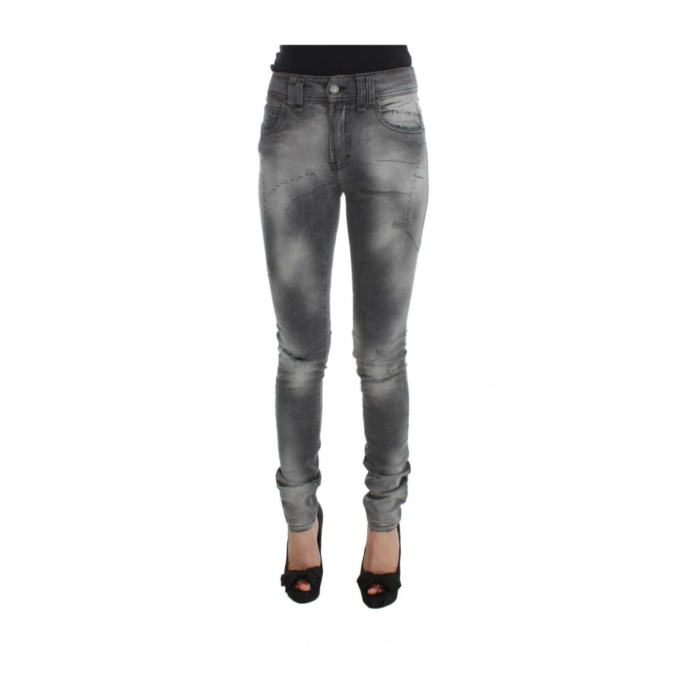 John Galliano Elegante Grijze Slim Fit Designer Jeans Gray Dames