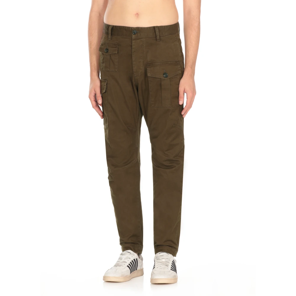 Dsquared2 Groene Katoenen Cargo Broek Green Heren