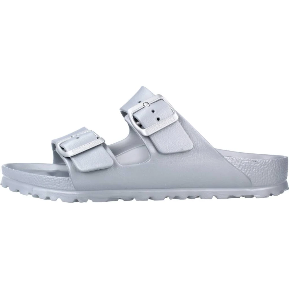 Birkenstock Women's Gray Sliders, 8 Uk, Arizona Eva Metallic Silver Sliders