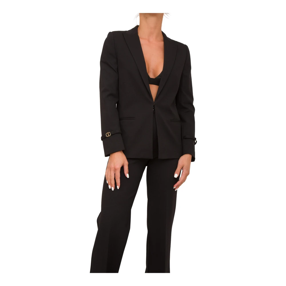 Twinset Elegante Zwarte Blazer voor Vrouwen Black Dames