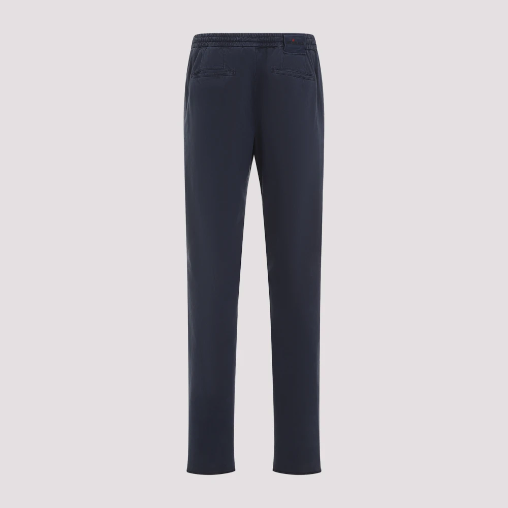 Kiton Blauwe Navy Broek 1 Pence Blue Heren