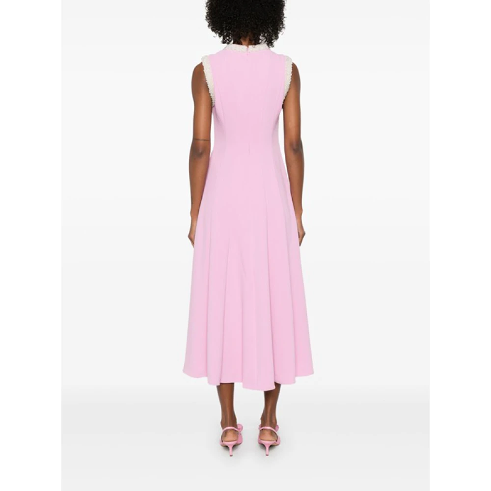 Self Portrait Roze Midi Jurk met Parelrand Pink Dames